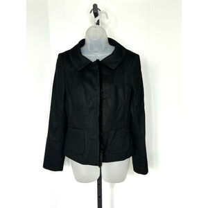 Ann Taylor‎ Virgin Wool Cashmere Felted Blazer Jacket Size 8 Faux Mink Fur Edge